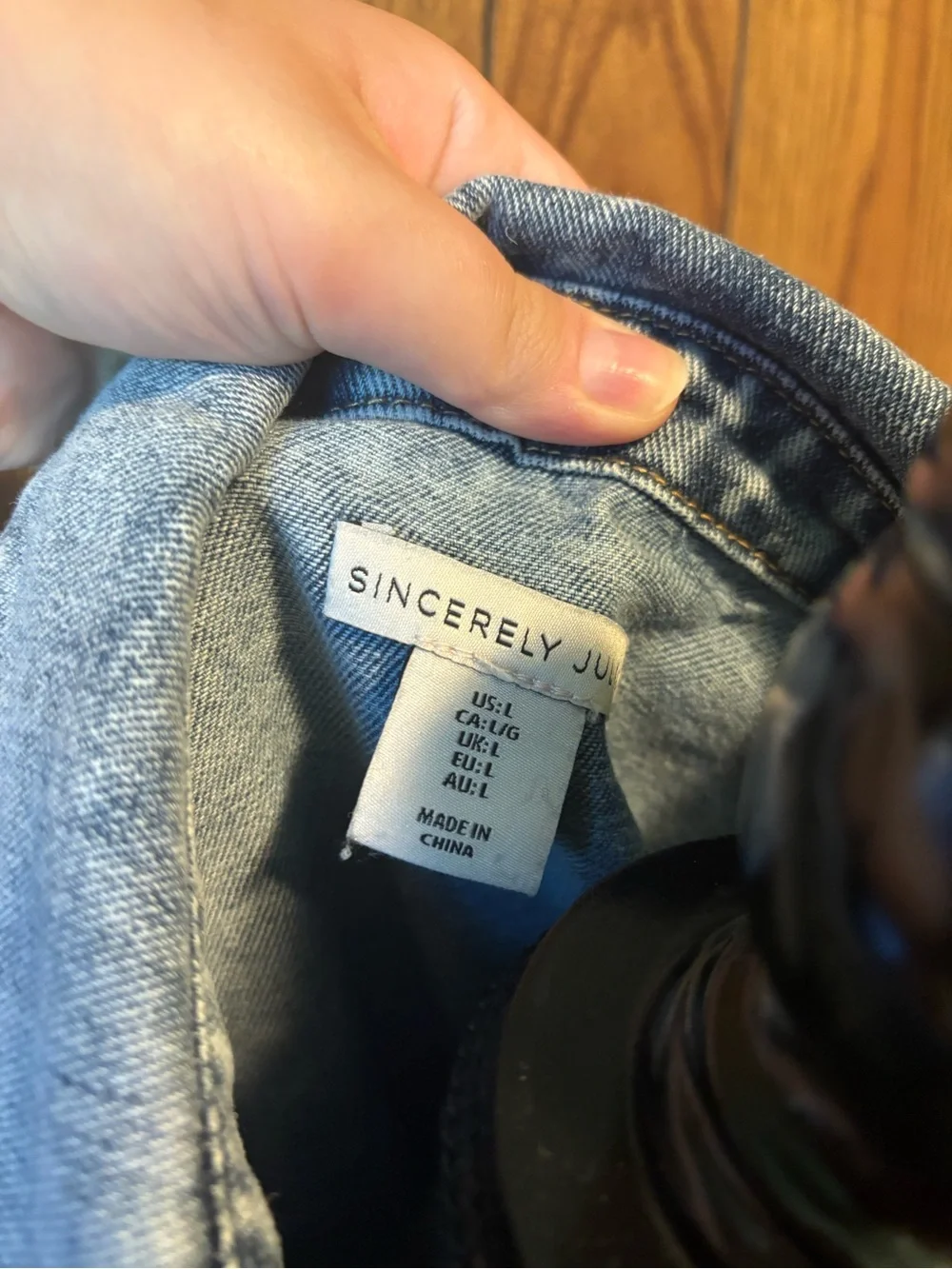 Sincerly Jules Light Wash Denim Shacket with Fringe Hem